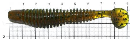 Reins - Приманка Bubbring Shad 3" 017 Black Red FL - фотография приманки на линейке