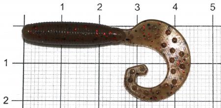 Reins - Приманка FAT G-Tail Grub 2" 014 Pearl White - фотография приманки на линейке
