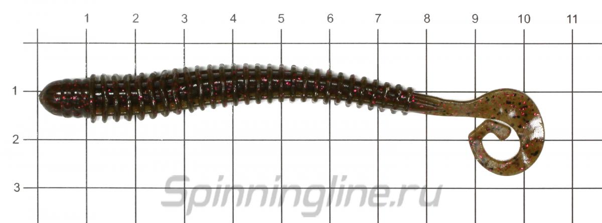 Приманка Reins G-Tail Saturn 4" 419 Chart Pepper - фото на размерной линейке (цвет может отличаться) 1