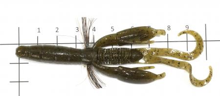 Bait Breath - Приманка Bys Craw 4,5" green pumpkin/green 138B - фотография приманки на линейке