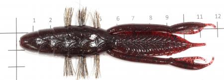 Bait Breath - Приманка Bys Shrimp 4.5" black/blue 141B - фотография приманки на линейке