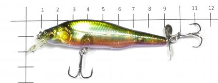Megabass - Воблер Propdarter 80 gg chart back bass - фотография приманки на линейке
