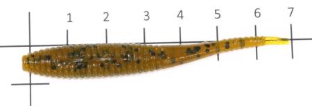 Allvega - Приманка Dream Leech 70 watermelon gold flk - фотография приманки на линейке