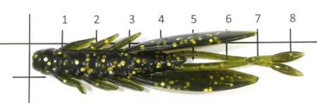 Allvega - Приманка Tiny Craw 85 watermelon gold flk - фотография приманки на линейке