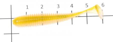 Allvega - Приманка Skinny Tail 50 green pumpkin - фотография приманки на линейке
