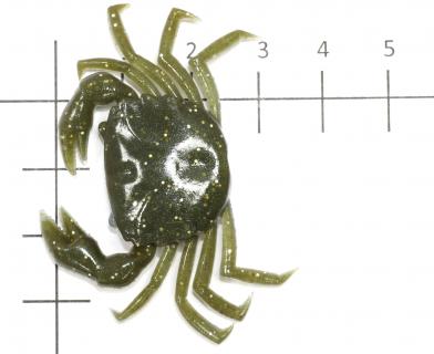 STRIKE PRO - Приманка Finesse Crab SSB-004 olive crab - фотография приманки на линейке