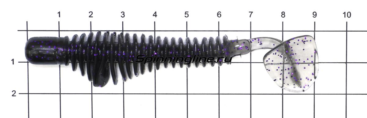 Приманка B Fish & Tackle Pulse-R Paddle Tail 3.25" Purple/Chart Tail - фото на размерной линейке (цвет может отличаться) 1