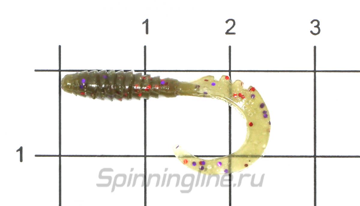 Приманка FishUp Fancy Grub 1" Flo Chartreuse/Green - фото на размерной линейке (цвет может отличаться) 1