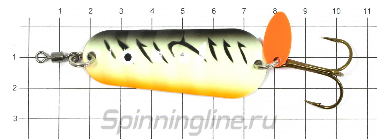 Блесна Abu Garcia Atom UV-Glow 20гр OG - фото на размерной линейке (цвет может отличаться) 1