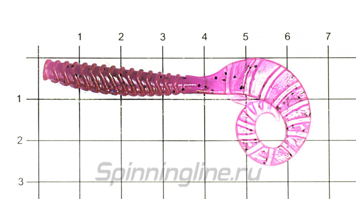 Приманка Flagman TT-Grub 2.5" 0526 Violet Pink - фото на размерной линейке (цвет может отличаться) 1