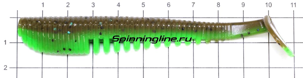 Приманка Pike Hunter Easy Shad 4" 026 Kiwi Green (UV) - фото на размерной линейке (цвет может отличаться) 1