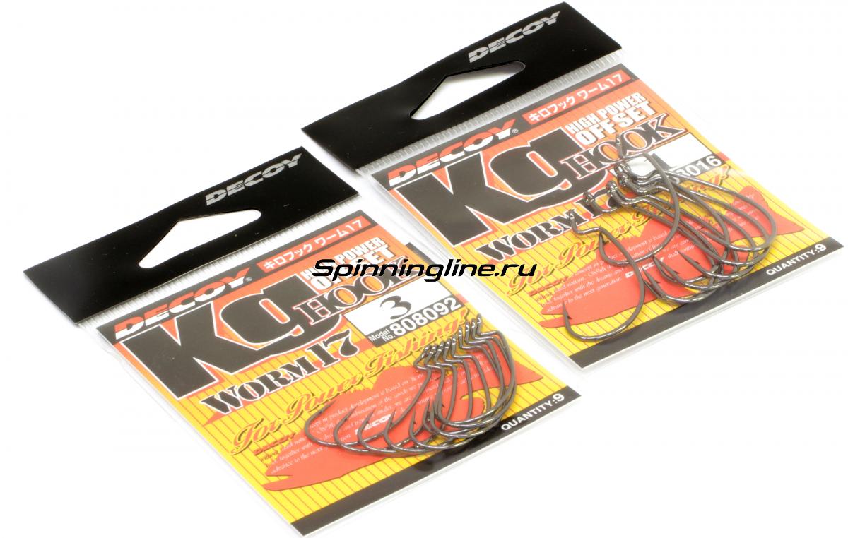 Крючок Decoy Kig Hook Worm 17 №6 - Данное фото демонстрирует вид упаковки, а не товара. Товар на фото может отличаться по цвету, комплектации и т.д. Дизайн упаковки может быть изменен производителем 1