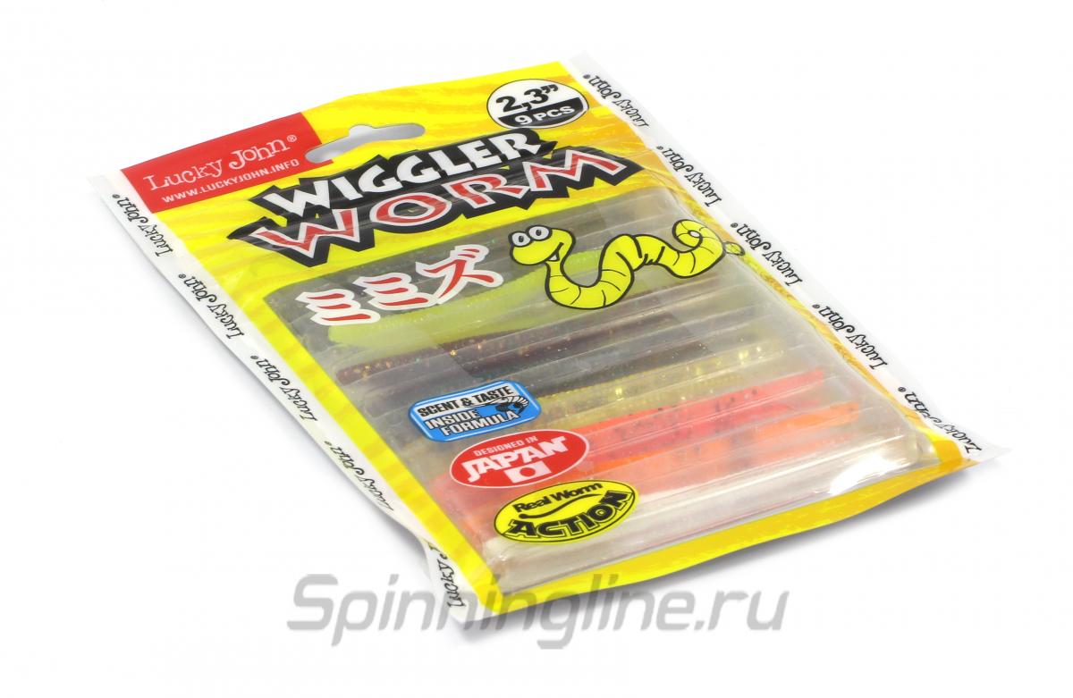 Приманка Lucky John Wiggler Worm 58/MIX1 - Данное фото демонстрирует вид упаковки, а не товара. Товар на фото может отличаться по цвету, комплектации и т.д. Дизайн упаковки может быть изменен производителем 1