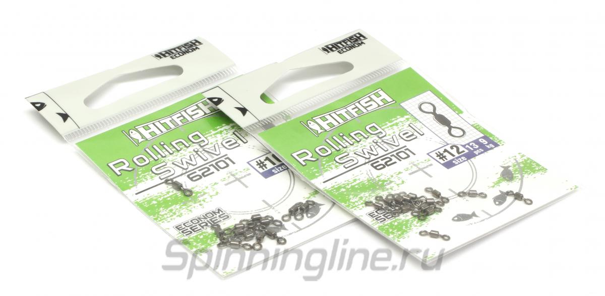 Вертлюг Hitfish Econom Series Rolling Swivel №2 - Данное фото демонстрирует вид упаковки, а не товара. Товар на фото может отличаться по цвету, комплектации и т.д. Дизайн упаковки может быть изменен производителем 1