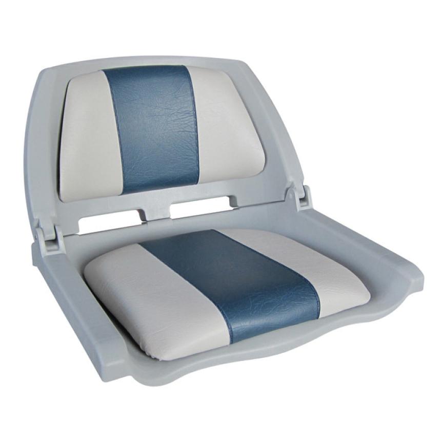 Сиденье Newstarmarine пластмассовое складное с подложкой Molded Fold-Down Boat Seat серо-голубое