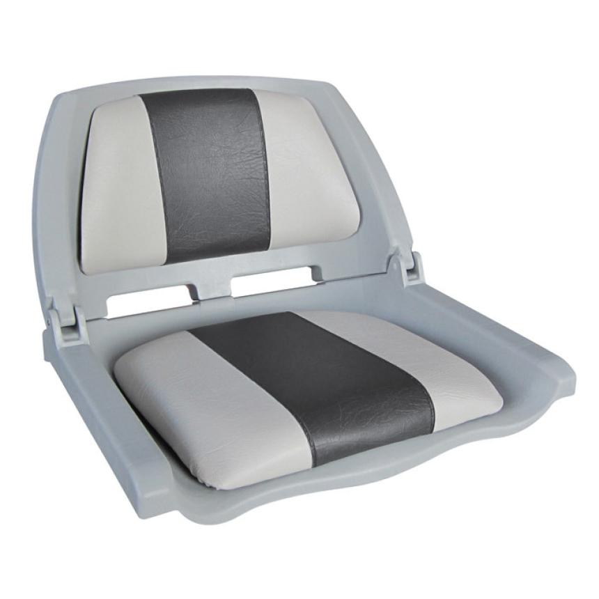Сиденье Newstarmarine пластмассовое складное с подложкой Molded Fold-Down Boat Seat серо-чёрное