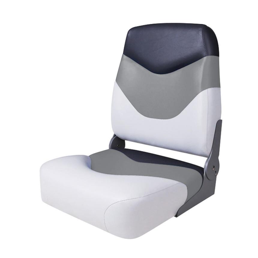 Сиденье Newstarmarine мягкое складное Premium High Back Boat Seat бело-серое