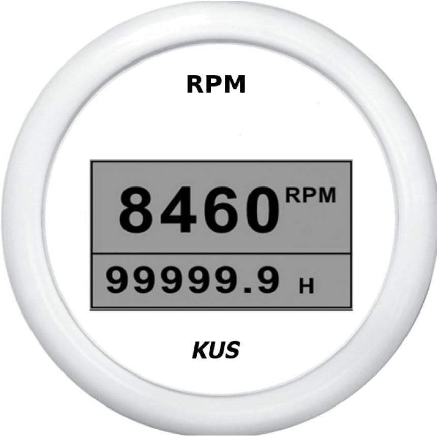 Тахометр цифровой KUS 8000 об/мин со счетчиком моточасов (WW), SR:1-10
