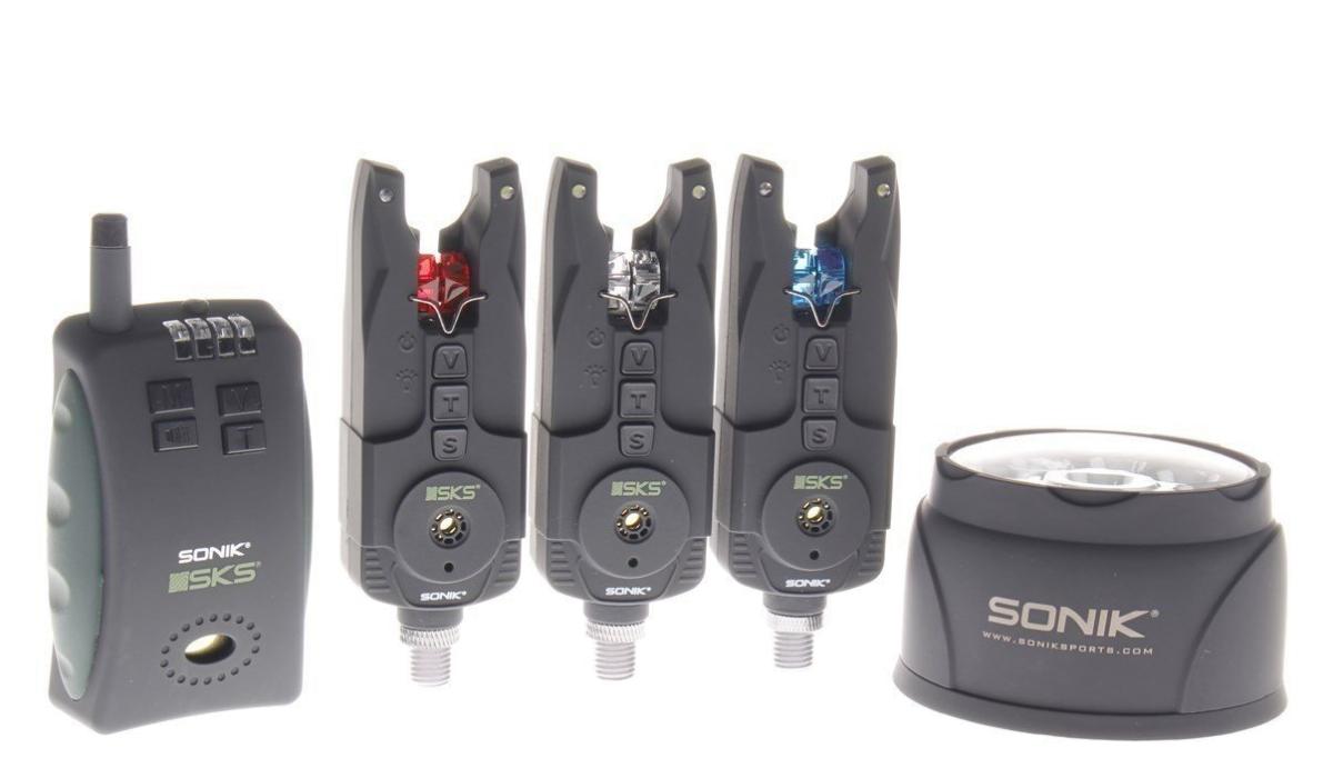 Комплект сигнализаторов с пейджером и лампой Sonik SKS 3+1 Set (White, Red, Blue) + Bivvy Lamp