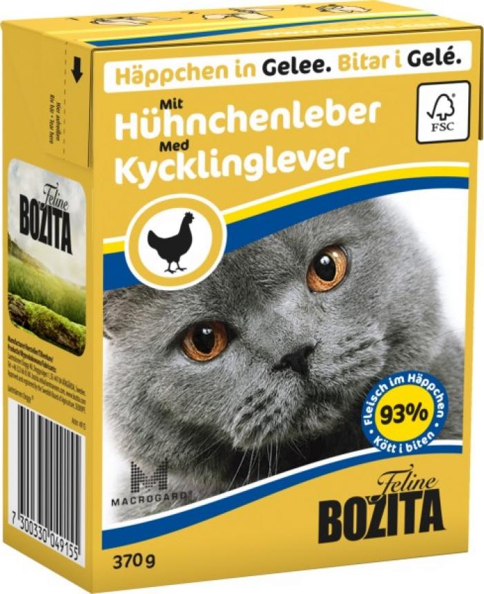 Консервы Bozita Feline для кошек куриная печень желе 370гр