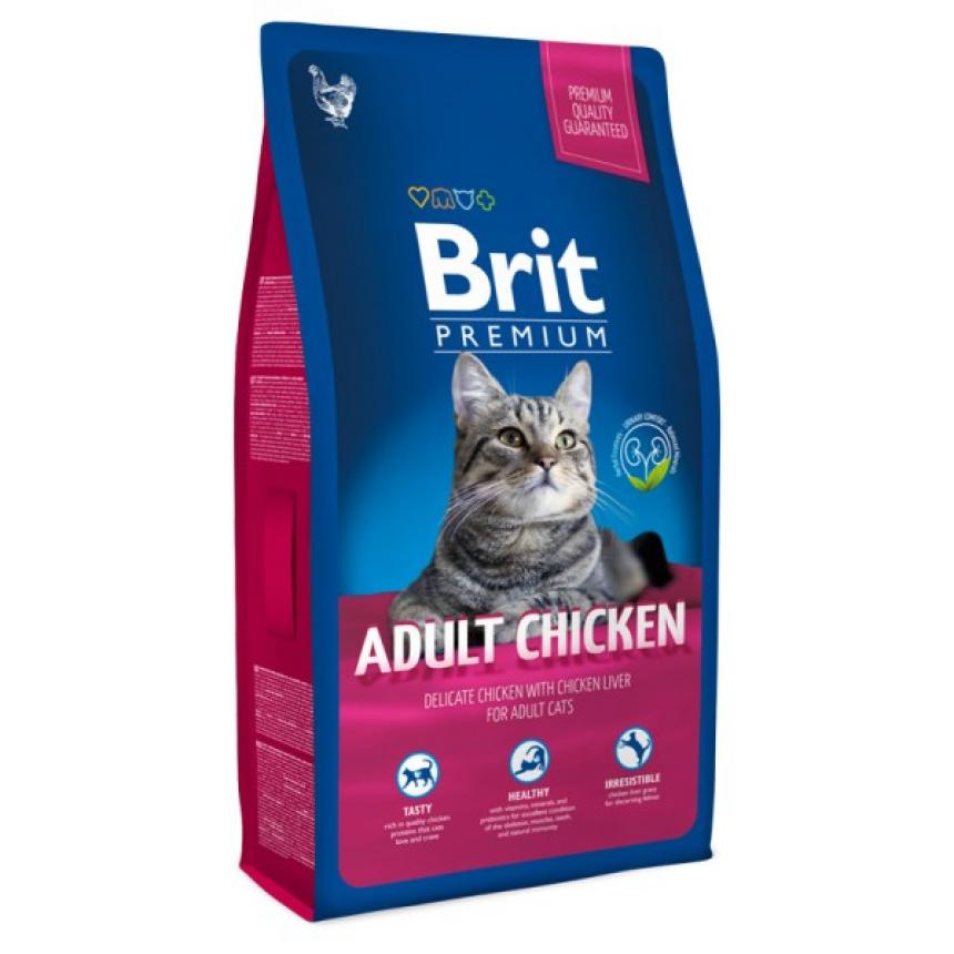 Сухой корм Brit Premium Adult для кошек курица 800гр