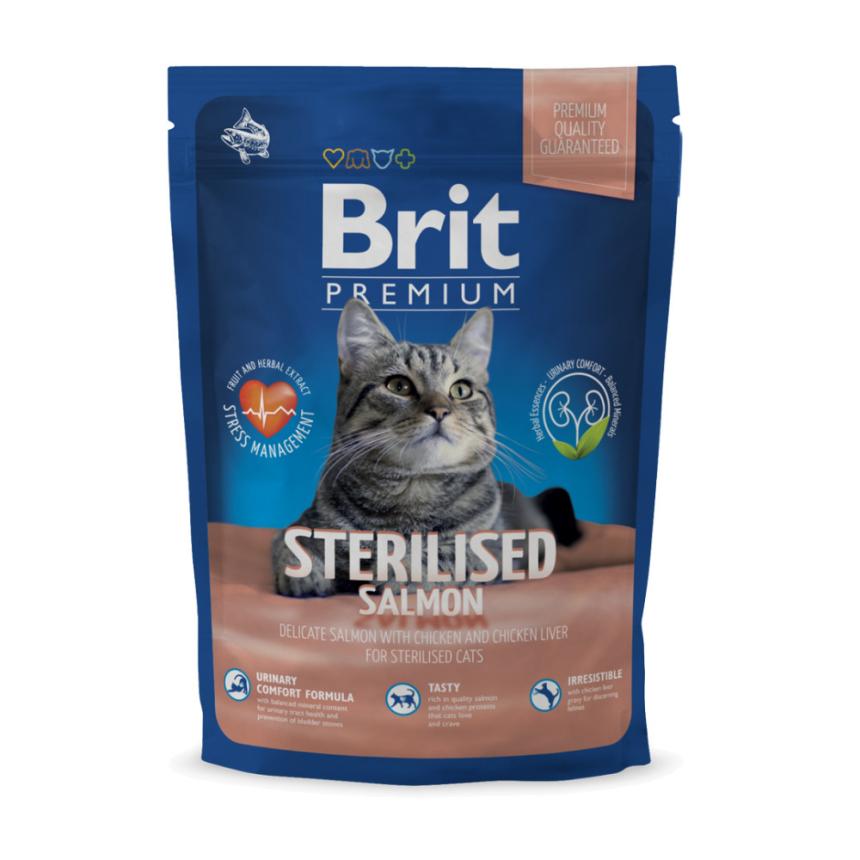 Cухой корм Brit Premium Sterilised для стерилизованных кошек лосось, курица 400гр