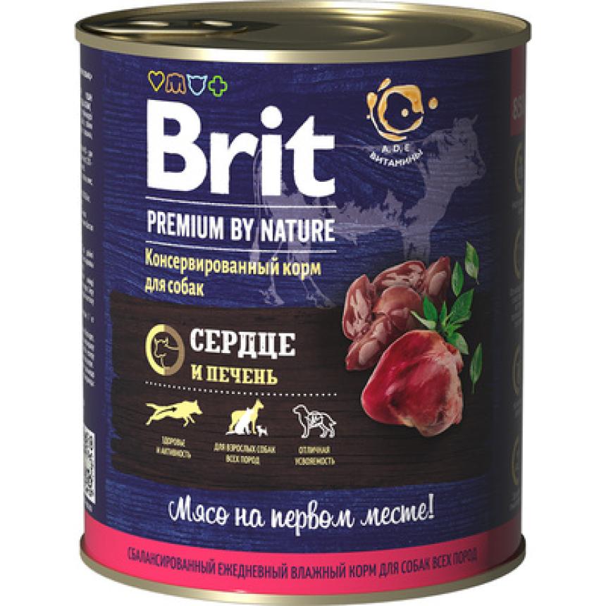 Консервы Brit Premium by Nature для собак сердце и печень 850гр