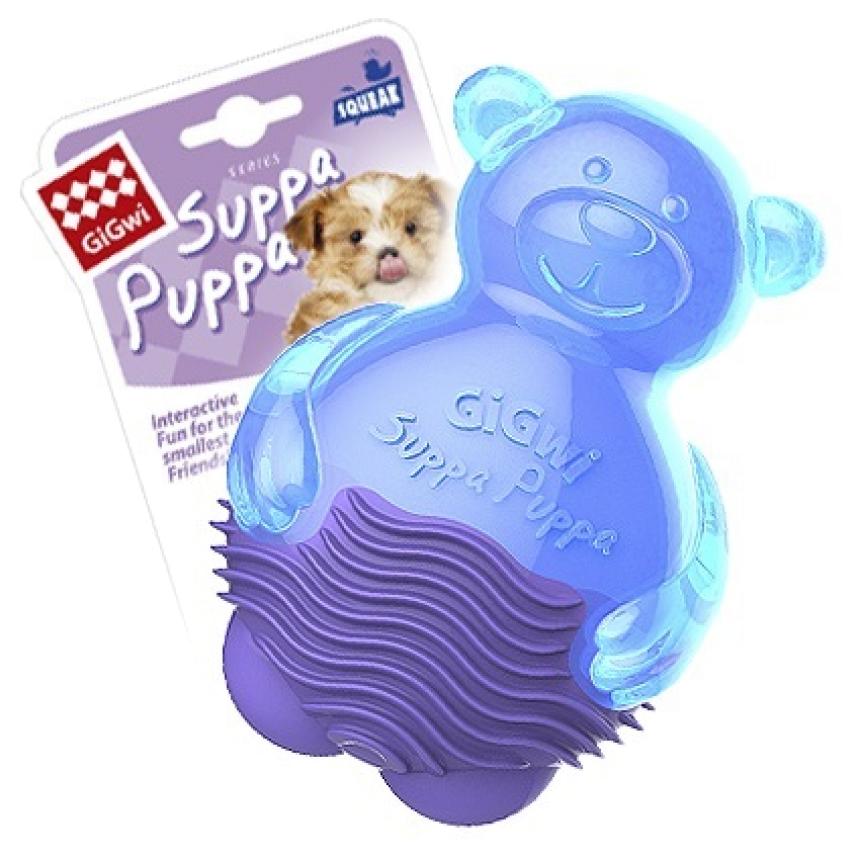 Игрушка GiGwi Suppa Puppa для щенков "Мишка" с пищалкой 10см