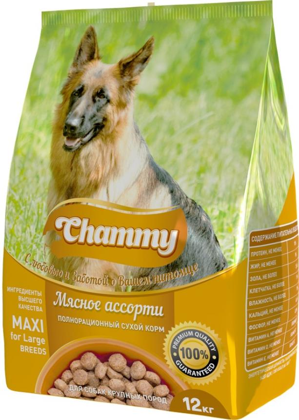 Сухой корм Chammy Maxi для крупных собак мясное ассорти 18кг