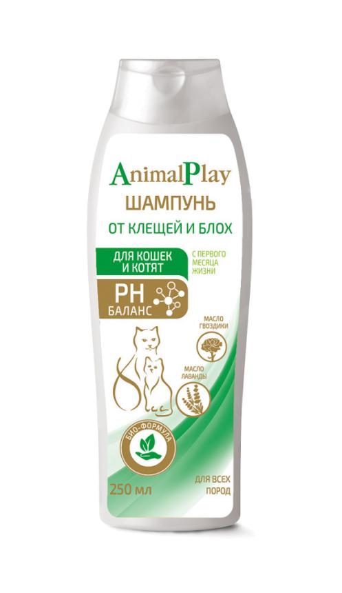 Шампунь Animal Play для кошек от блох и клещей 250мл