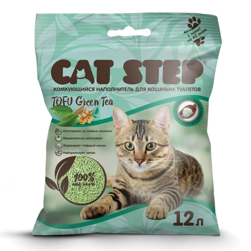 Наполнитель Cat Step Tofu Green Tea для кошек растительный комкующийся 12л