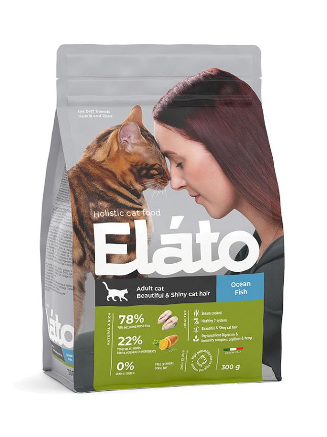 Сухой корм Elato Holistic Beautiful & Shiny Cat Hair для кошек океаническая рыба 1,5кг