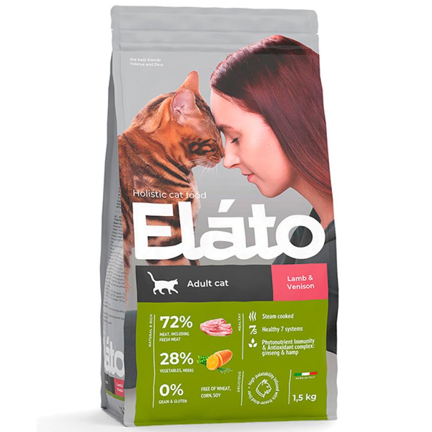 Сухой корм Elato Holistic Adult для кошек ягненок, оленина 300гр
