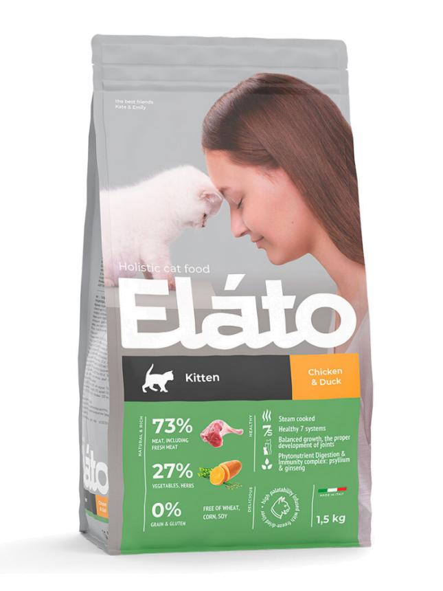Сухой корм Elato Holistic Kitten для котят курица, утка 1,5кг