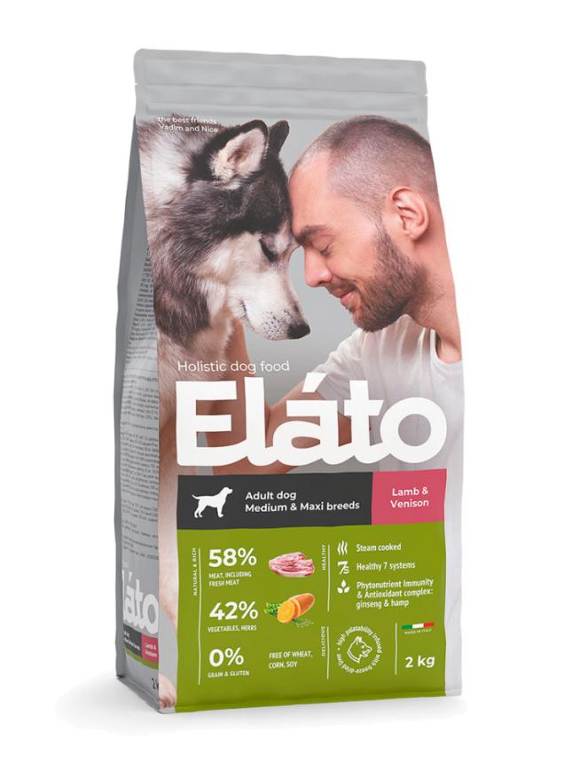 Сухой корм Elato Holistic Medium & Maxi Adult для собак ягненок, оленина 8кг