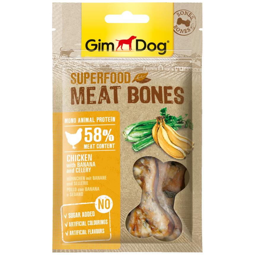 Мясные косточки GimDog Superfood для собак курица, банан, сельдерей 70гр