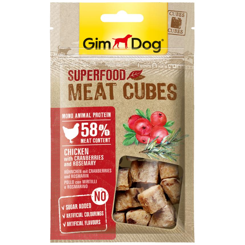 Мясные кубики GimDog Superfood для собак курица, клюква, розмарин 70гр