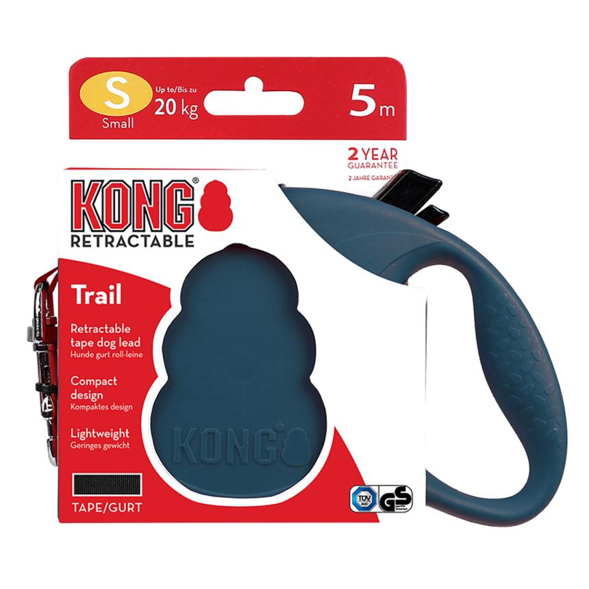 Рулетки Kong Trail S для собак до 20кг, 5м лента синяя