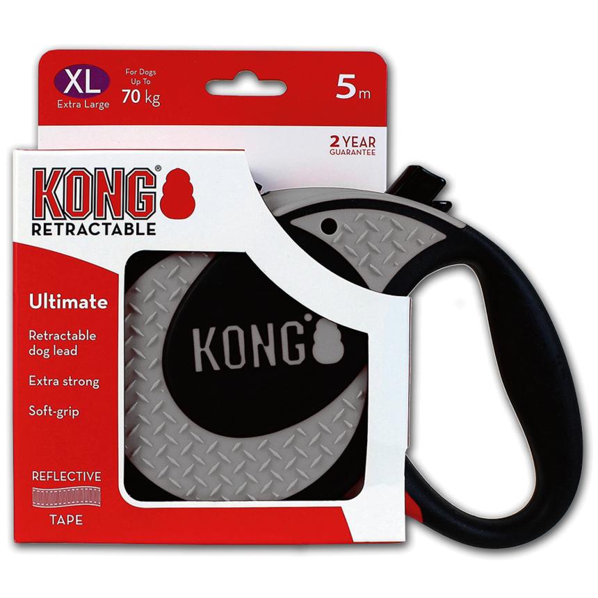 Рулетка Kong Ultimate XL для собак до 70кг, 5м лента серая