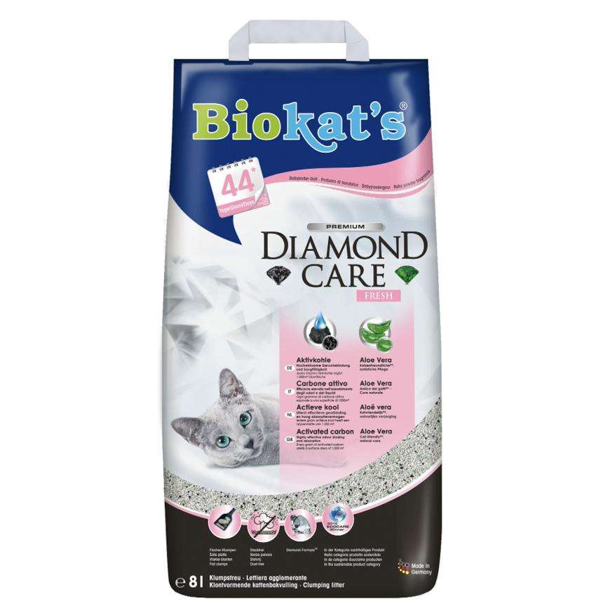 Наполнитель Biokat’s Diamond Care Fresh для кошек комкующийся ароматизированный с углем  8л