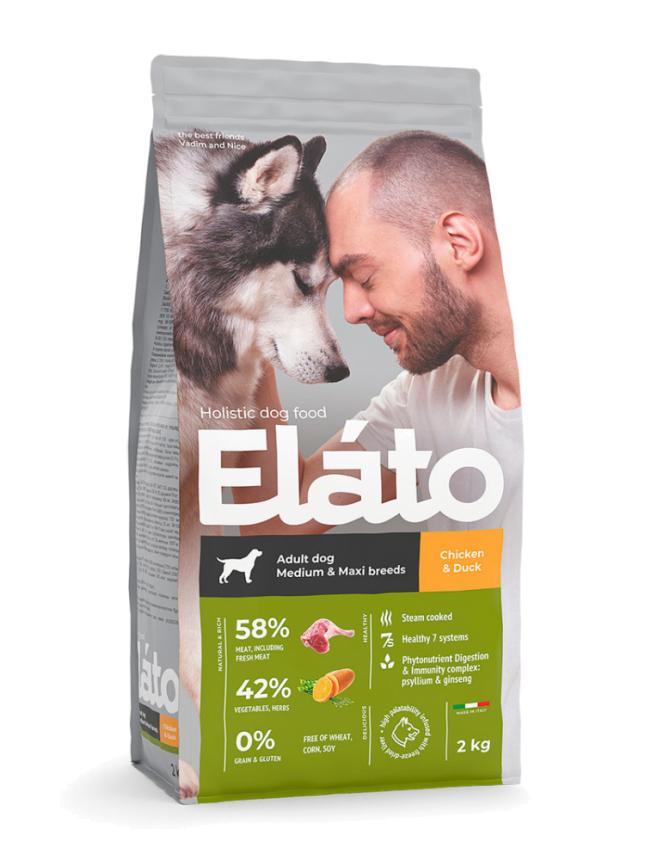 Сухой корм Elato Holistic Medium & Maxi Adult для собак курица, утка 8кг