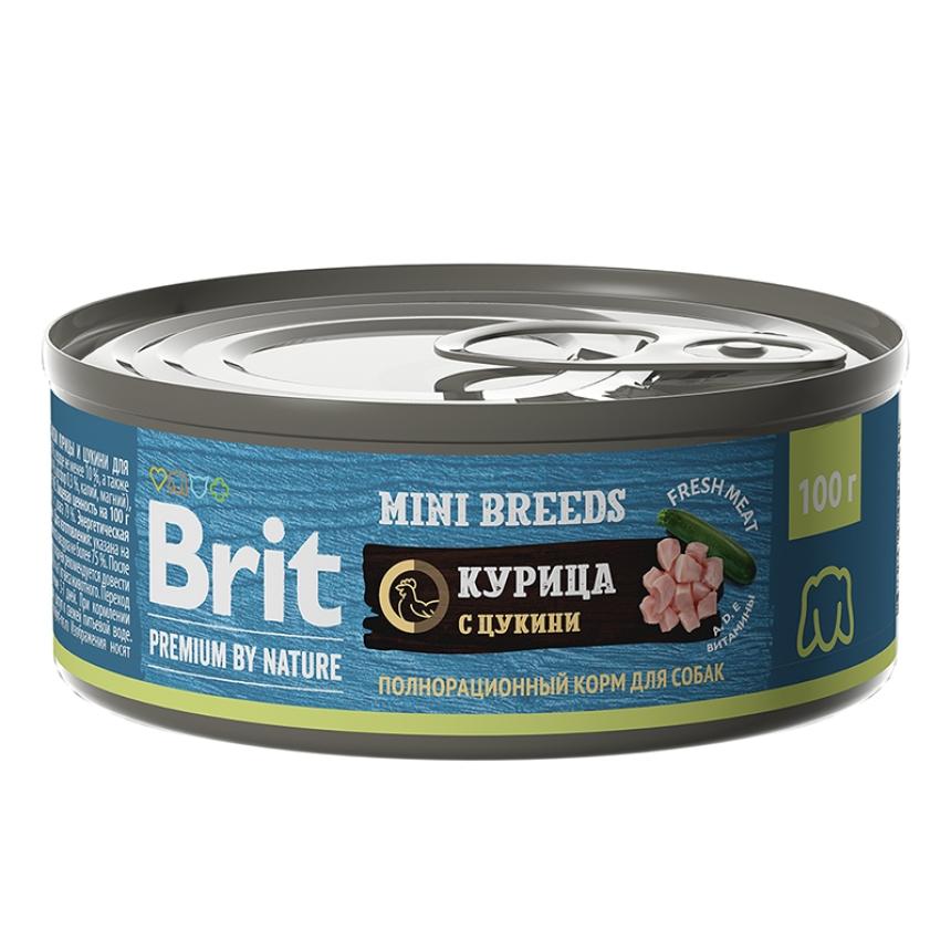 Консервы Brit Premium by Nature для собак мелких пород, курица с цукини 100гр