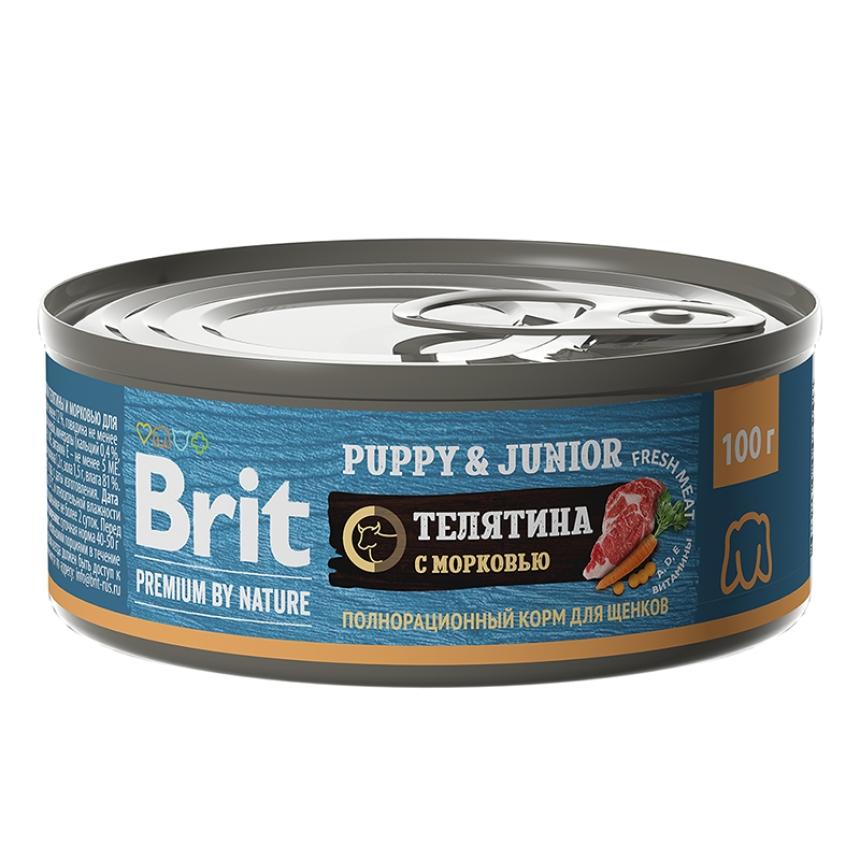 Консервы Brit Premium by Nature для щенков, телятина морковь 100гр