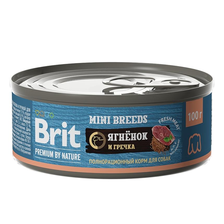 Консервы Brit Premium by Nature для собак мелких пород, ягненок гречка 100гр