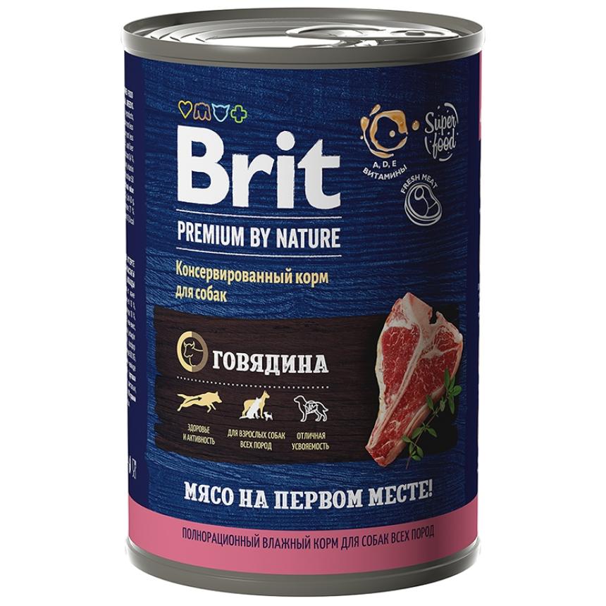 Консервы Brit Premium by Nature для собак, говядина 410гр