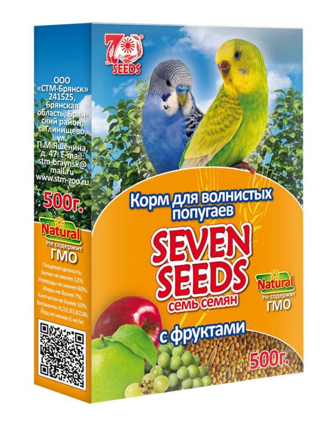 Корм Seven Seeds для волнистых попугаев, фрукты 500гр