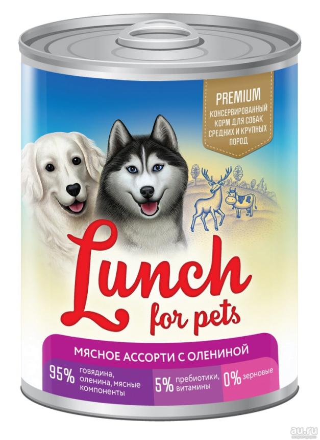 Консервы Lunch For Pets для собак мясное ассорти с олениной 400гр