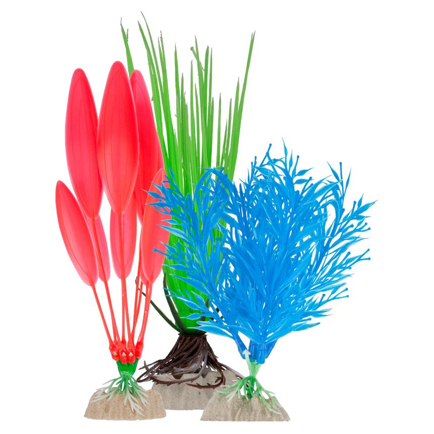 Набор растений GloFish флуоресцентные (S синее, М зеленое, L оранжевое)