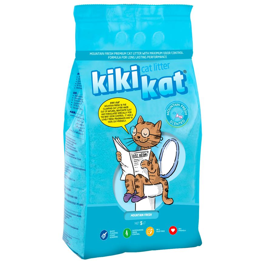 Наполнитель KikiKat для кошек супер-белый комкующийся, горная свежесть 10л