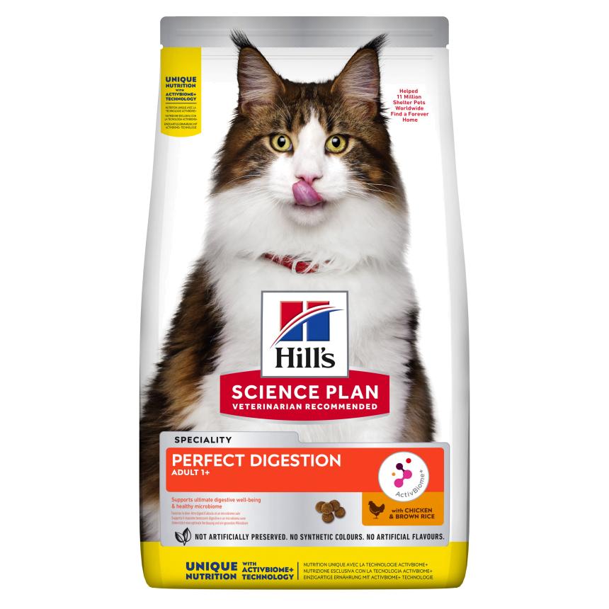 Сухой корм Hill's Science Plan Perfect Digestion для кошек, курица/коричневый рис 1,5кг